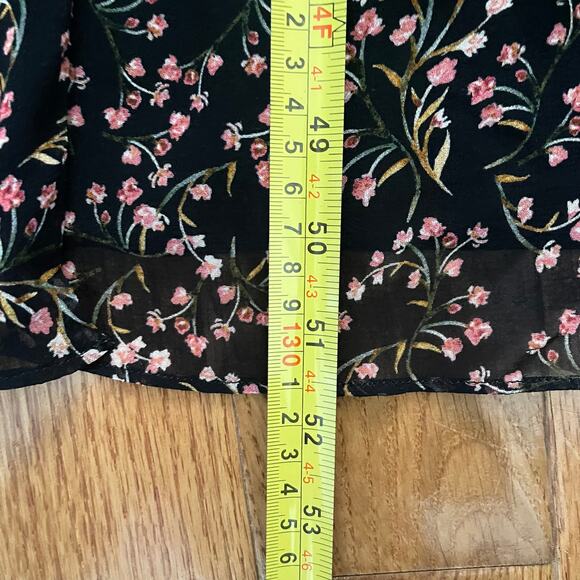 Nicholas Floral Print Silk Midi Dress Womens 4 Black Sleeveless Splits Cocktail - Picture 12 of 12